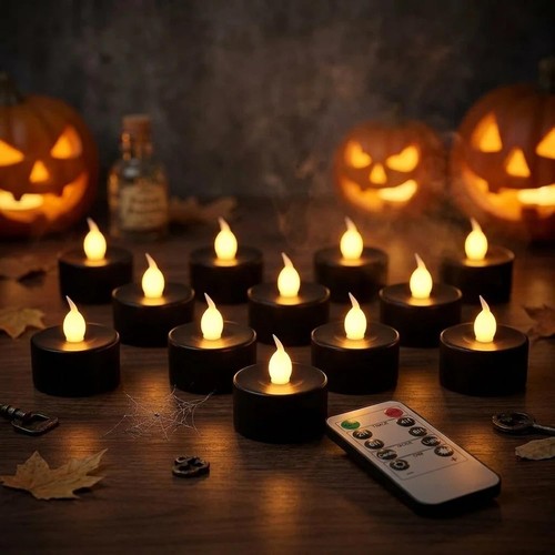 Black led tea lights - black,