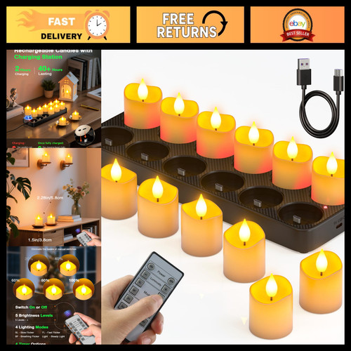 12pcs rechargeable tea lights - 12pcs,